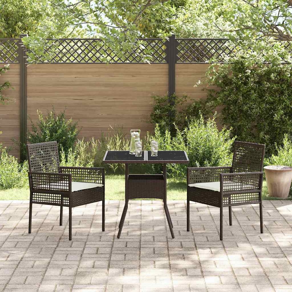 Garden Dining Set 3 pcs Brown Poly rattan