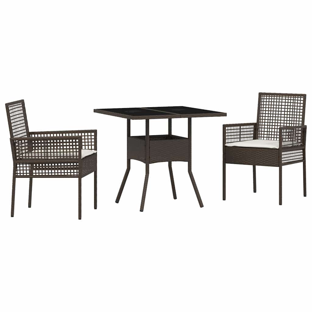 Garden Dining Set 3 pcs Brown Poly rattan