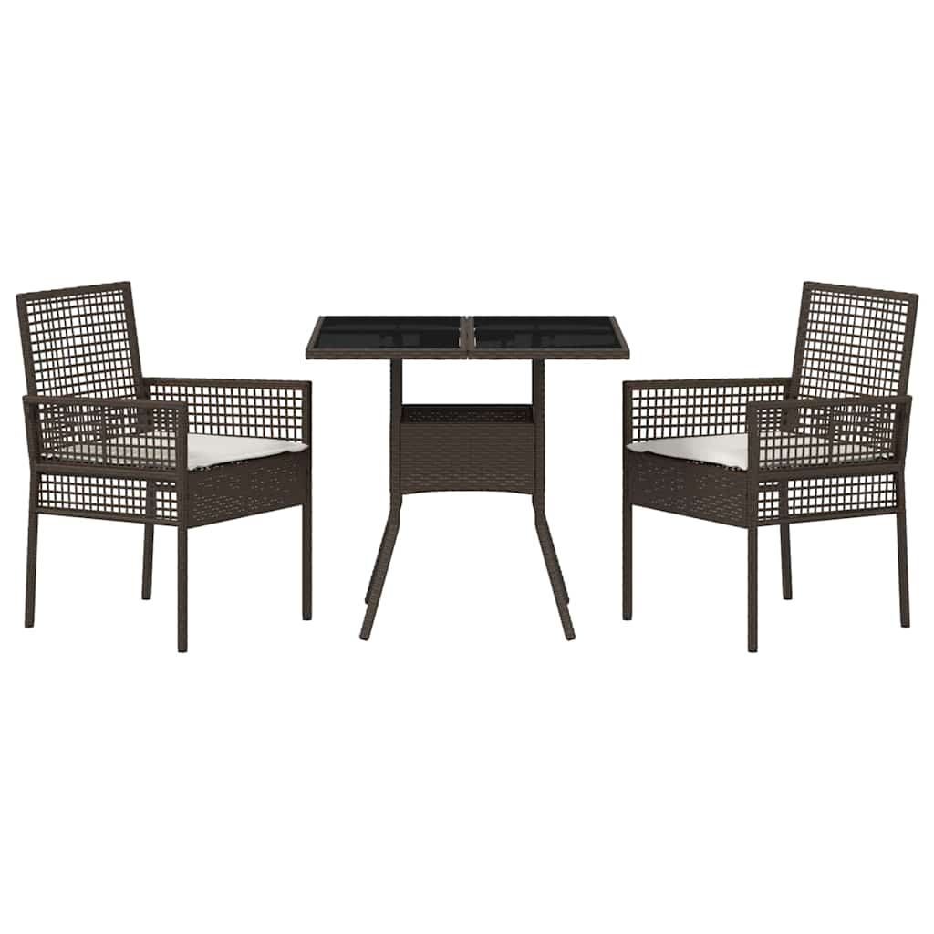 Garden Dining Set 3 pcs Brown Poly rattan