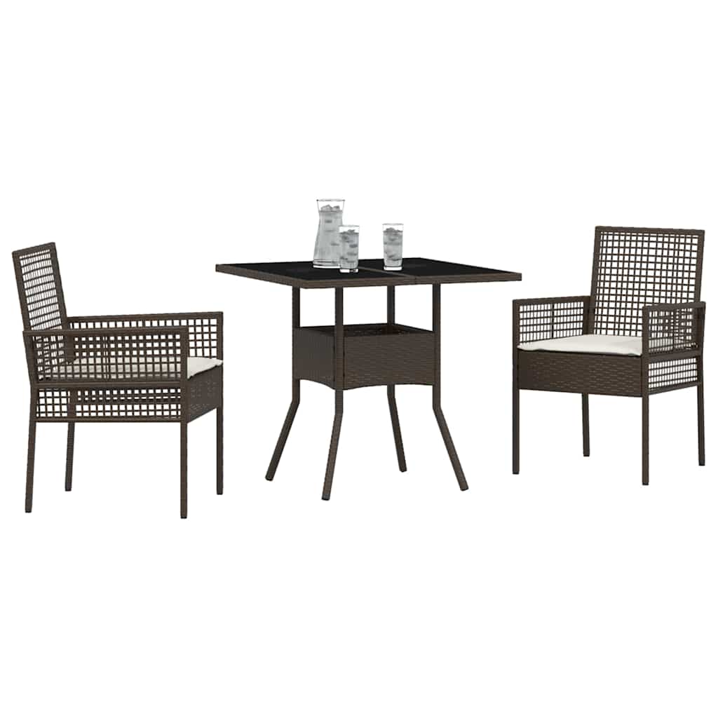 Garden Dining Set 3 pcs Brown Poly rattan