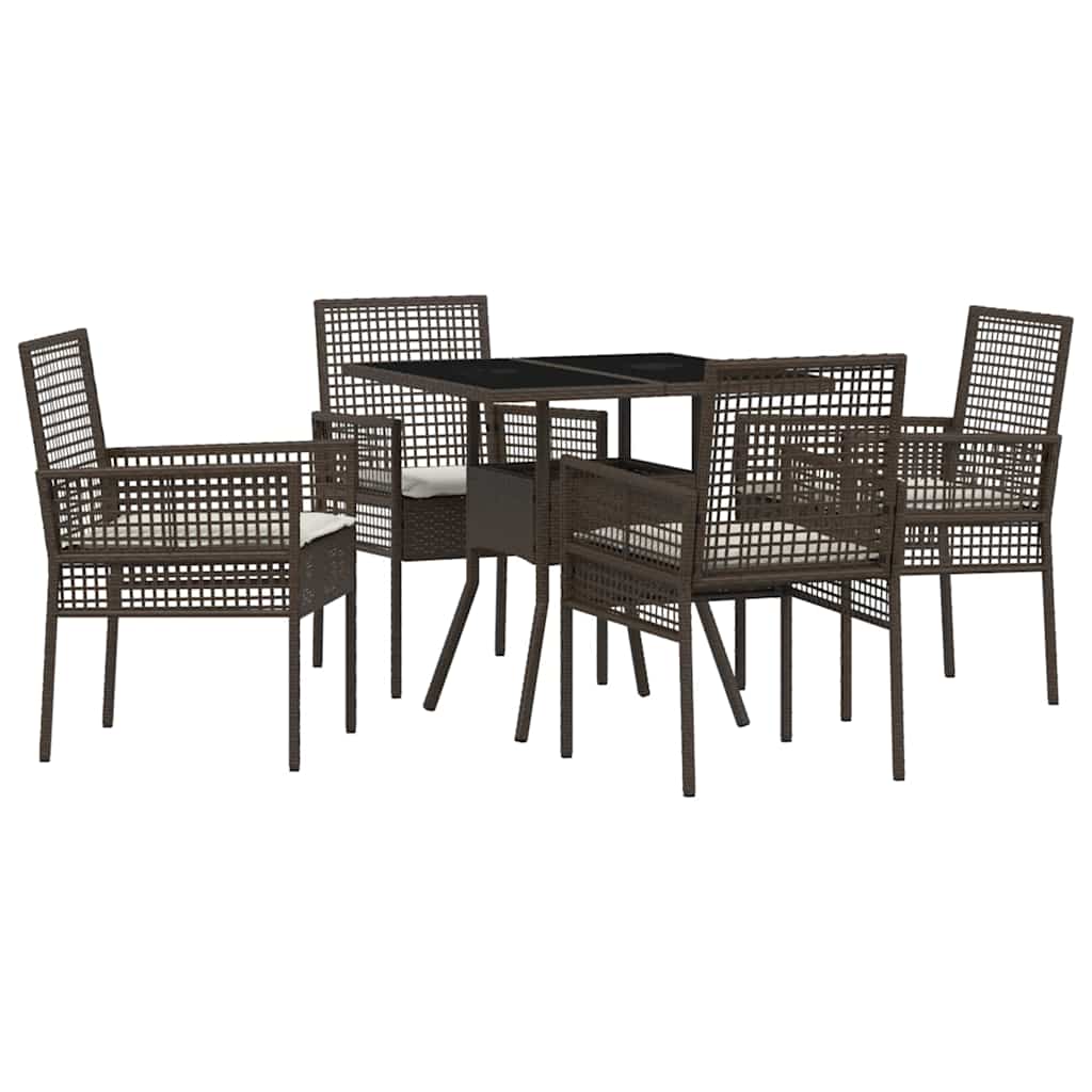 Garden Dining Set 5 pcs Brown Poly rattan
