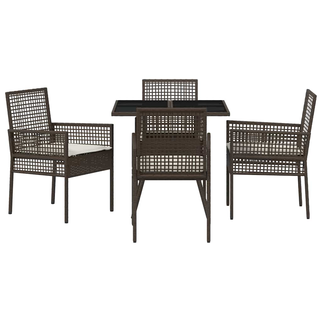 Garden Dining Set 5 pcs Brown Poly rattan