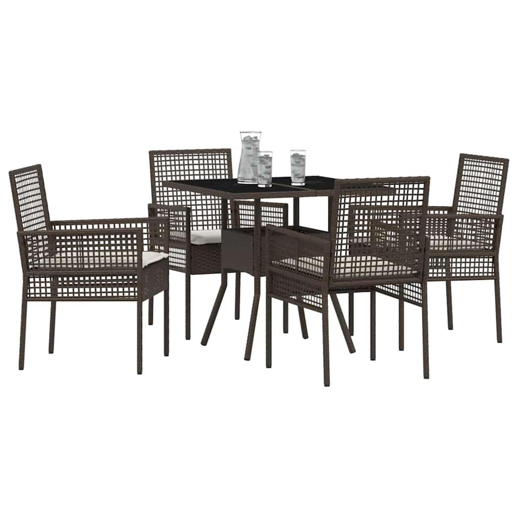 Garden Dining Set 5 pcs Brown Poly rattan