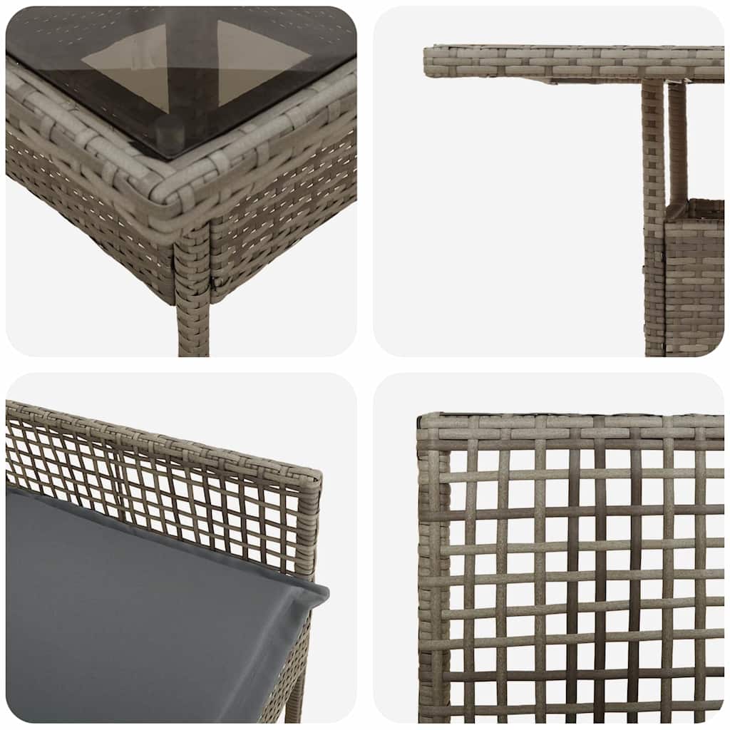 Garden Dining Set 3 pcs Grey Poly rattan