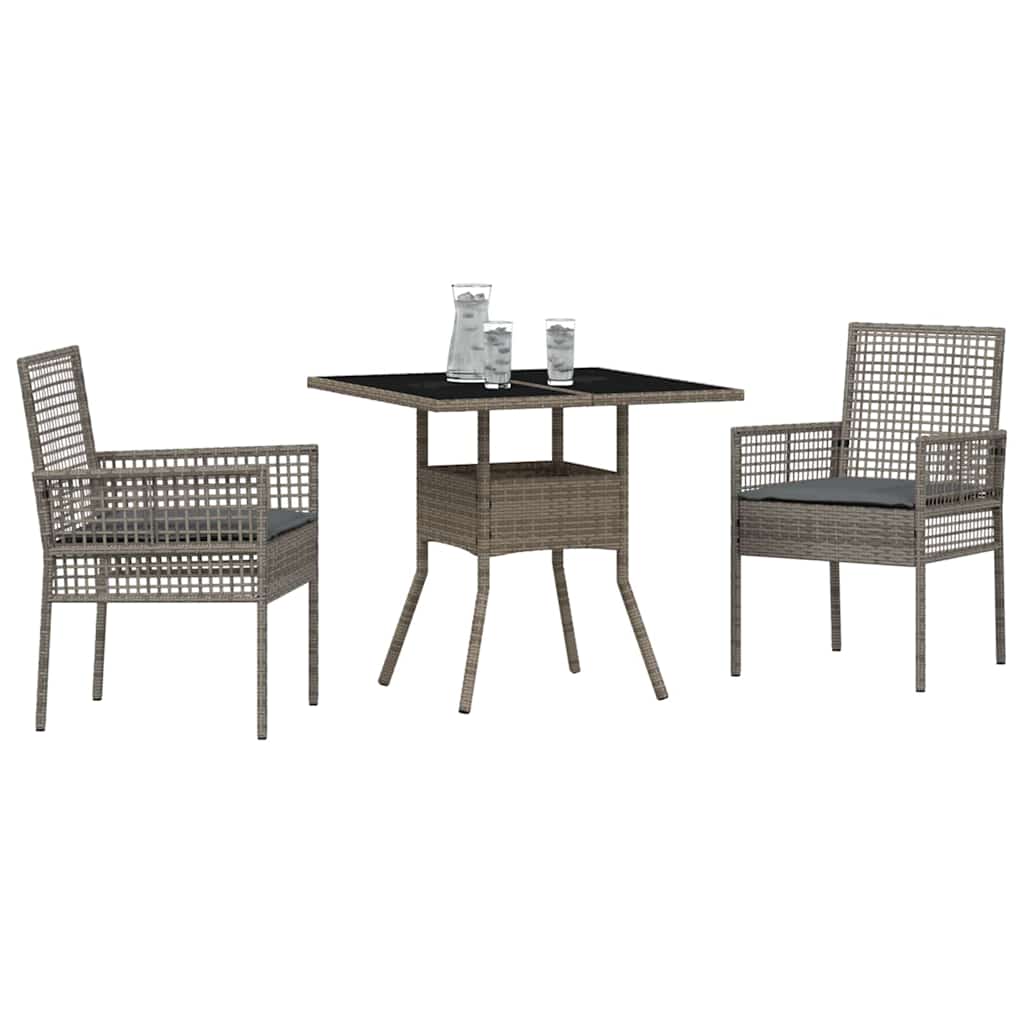 Garden Dining Set 3 pcs Grey Poly rattan