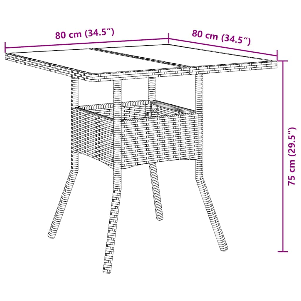 Garden Dining Set 3 pcs Grey Poly rattan