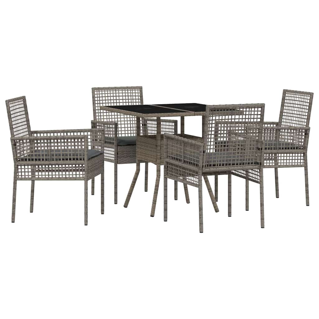 Garden Dining Set 5 pcs Grey Poly rattan