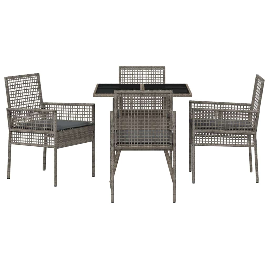 Garden Dining Set 5 pcs Grey Poly rattan