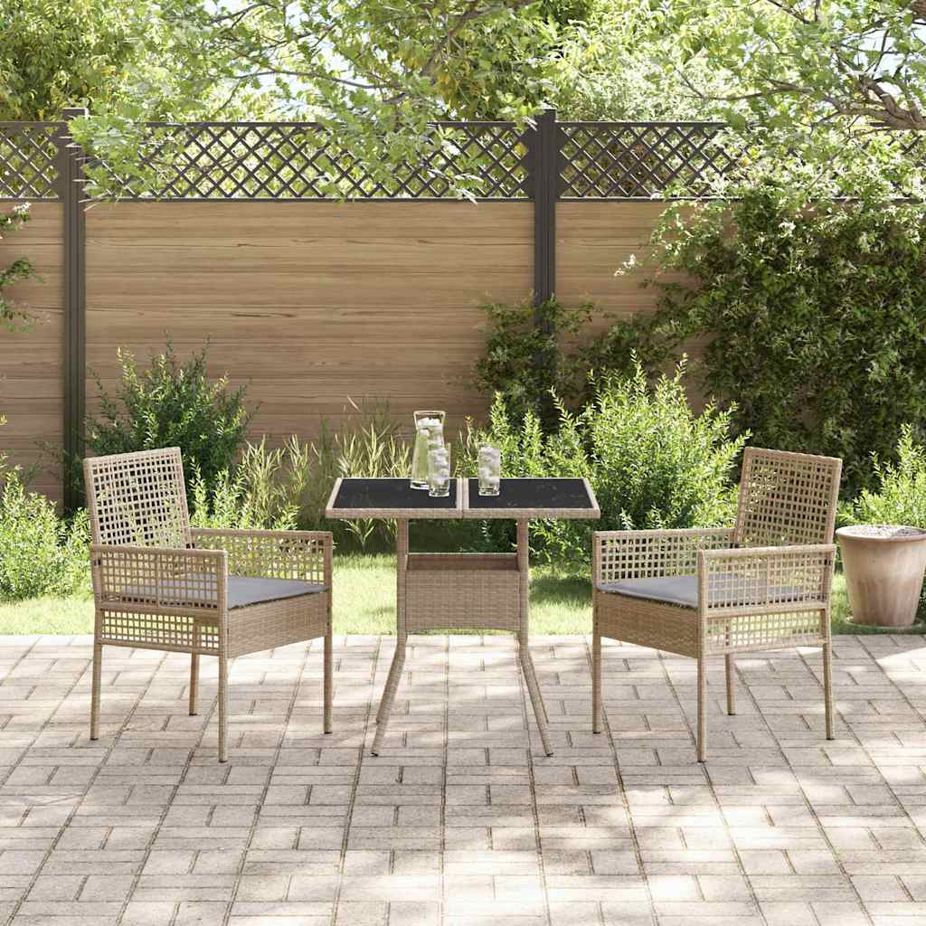 Garden Dining Set 3 pcs Beige Poly rattan