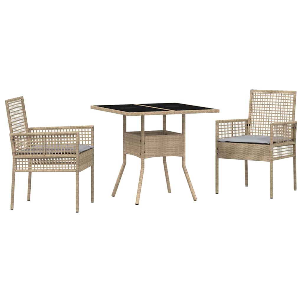 Garden Dining Set 3 pcs Beige Poly rattan