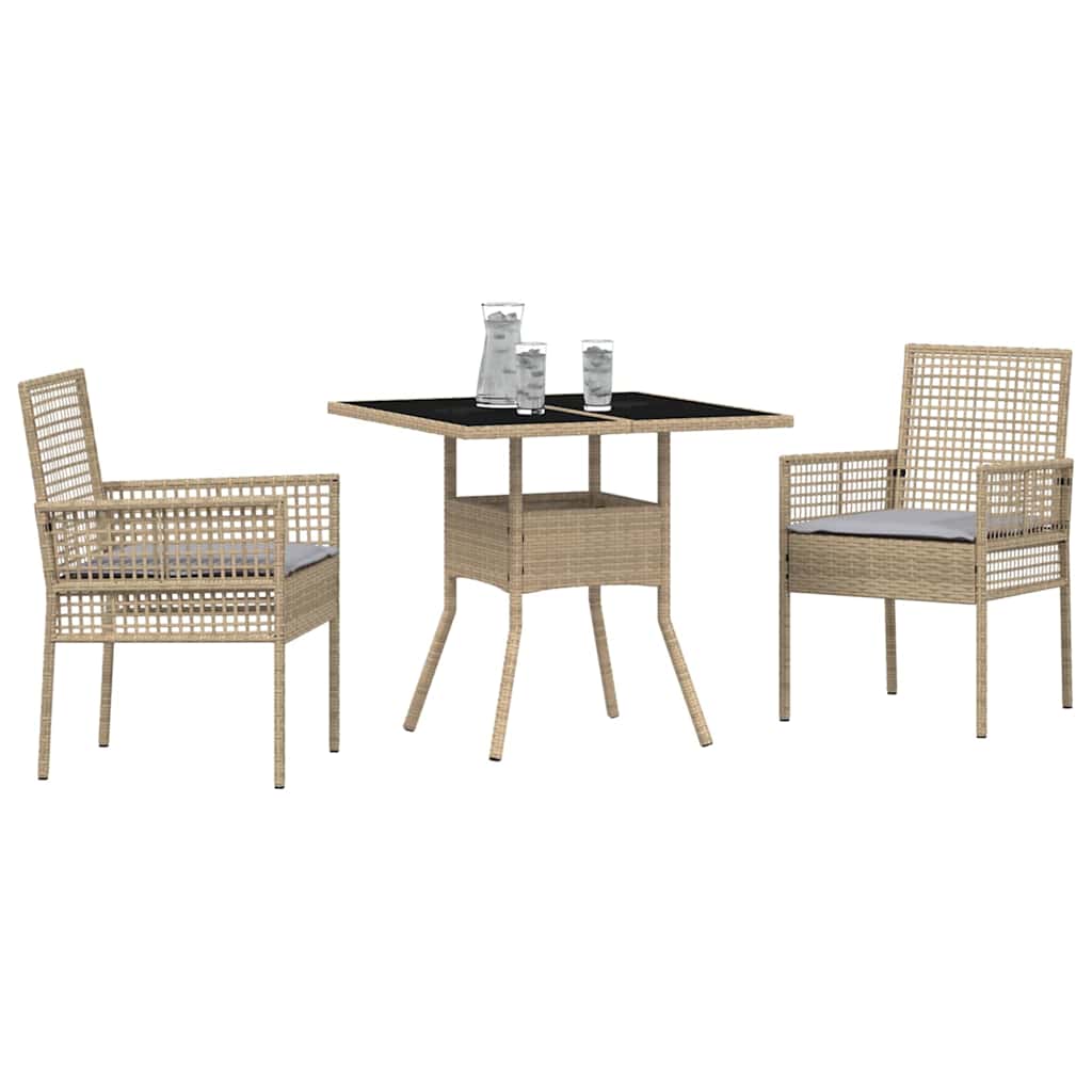 Garden Dining Set 3 pcs Beige Poly rattan