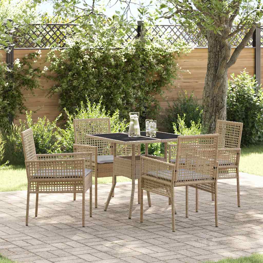 Garden Dining Set 5 pcs Beige Poly rattan