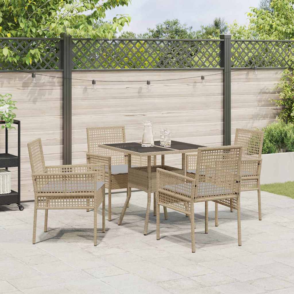 Garden Dining Set 5 pcs Beige Poly rattan