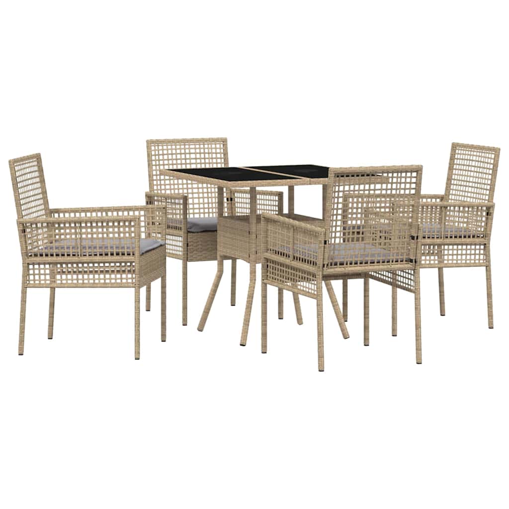 Garden Dining Set 5 pcs Beige Poly rattan