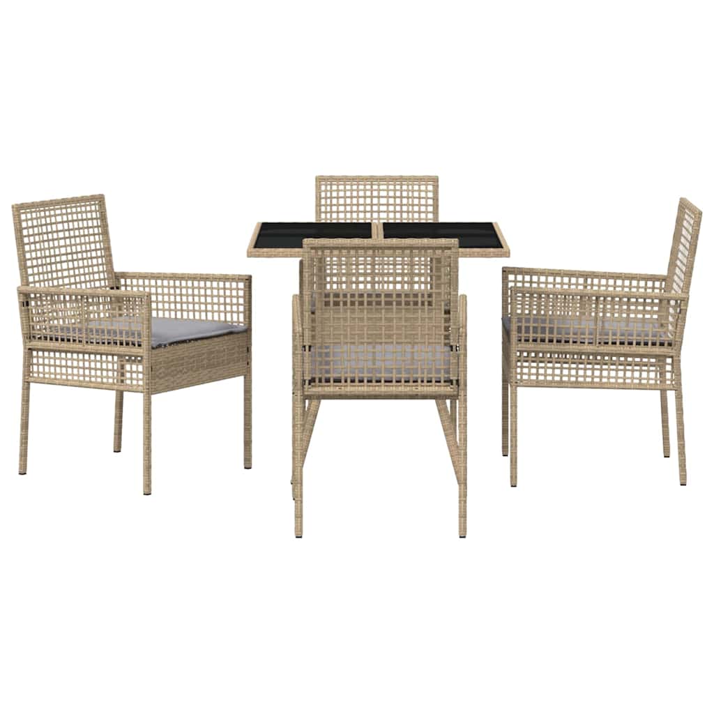 Garden Dining Set 5 pcs Beige Poly rattan