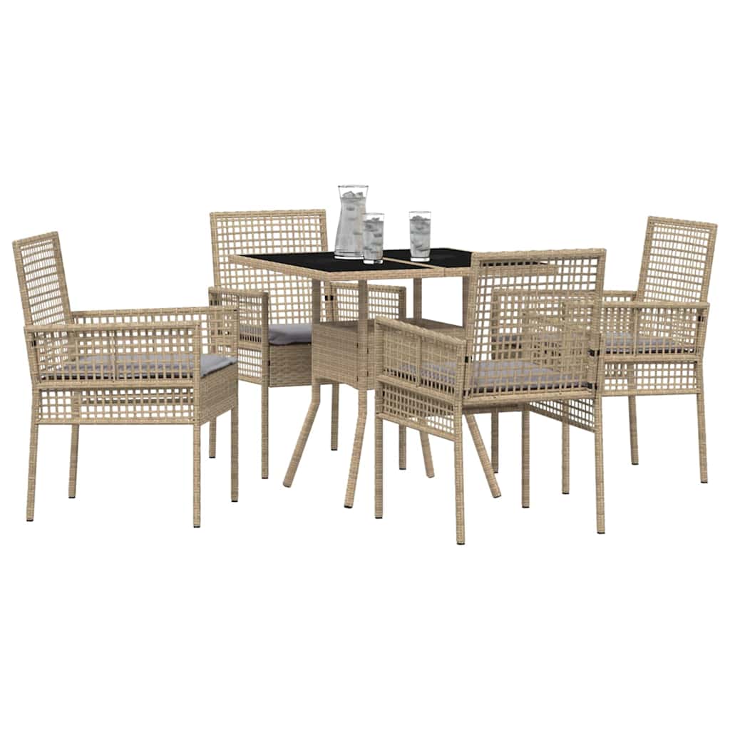 Garden Dining Set 5 pcs Beige Poly rattan