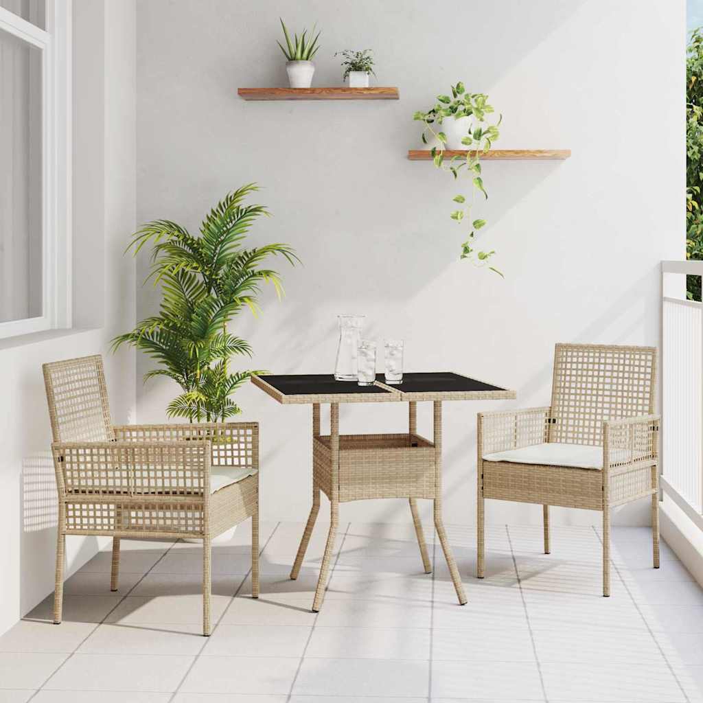 Garden Dining Set 3 pcs Beige Poly rattan