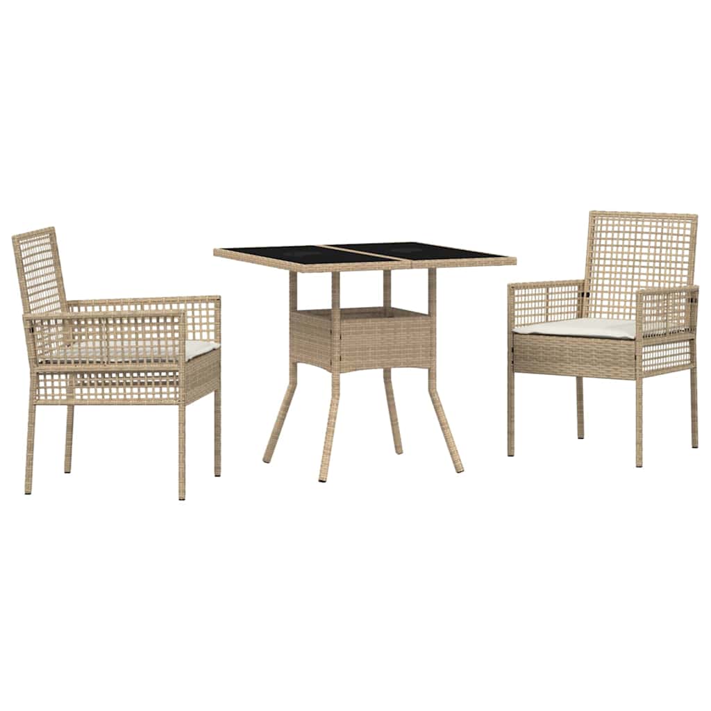 Garden Dining Set 3 pcs Beige Poly rattan