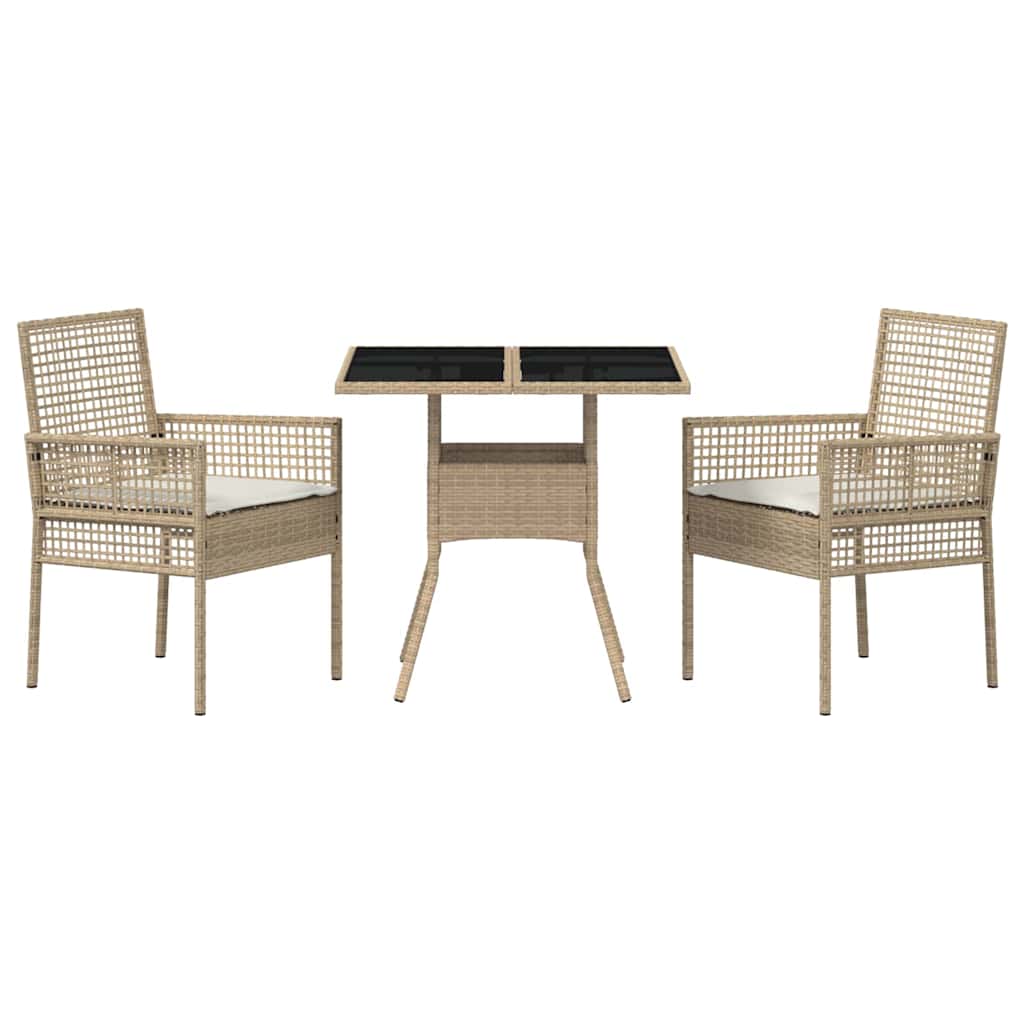 Garden Dining Set 3 pcs Beige Poly rattan