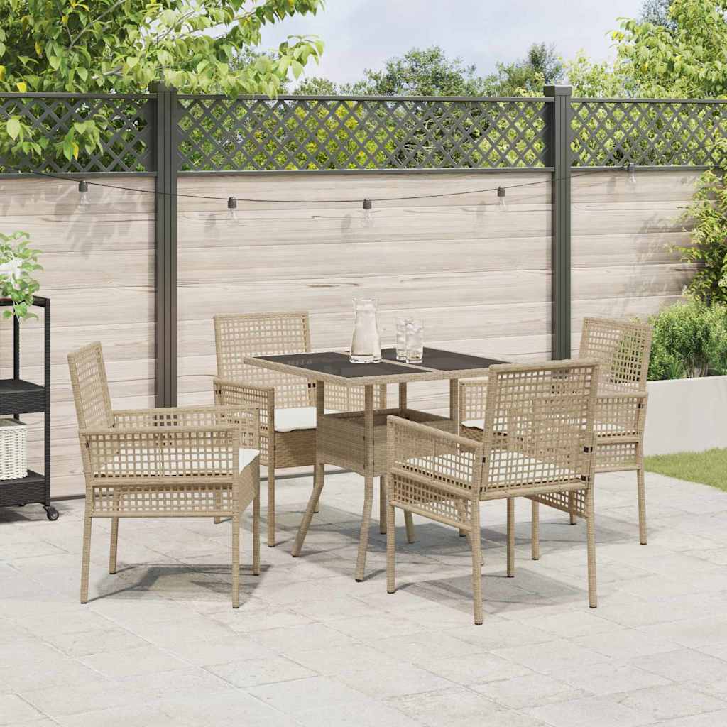 Garden Dining Set 5 pcs Beige Poly rattan