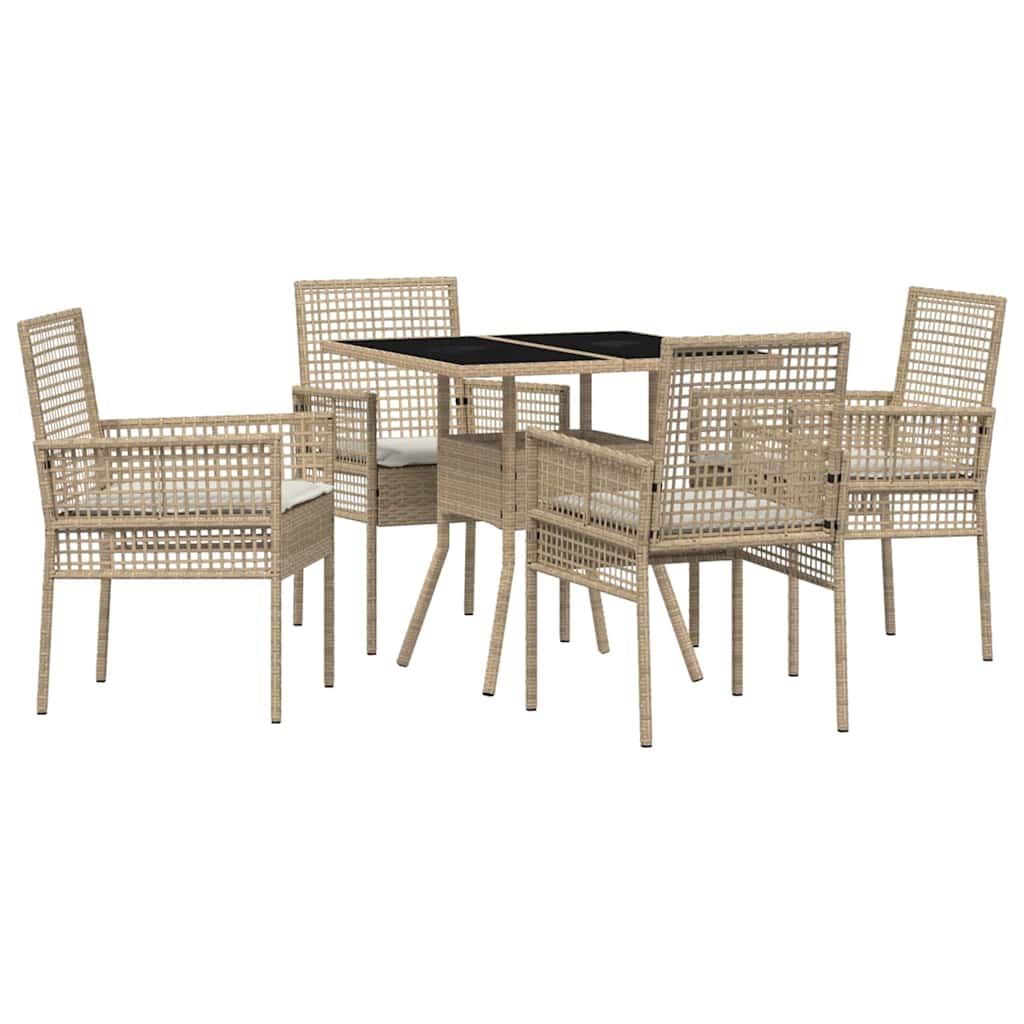 Garden Dining Set 5 pcs Beige Poly rattan