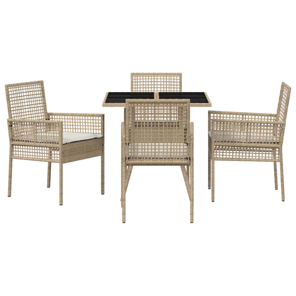 Garden Dining Set 5 pcs Beige Poly rattan