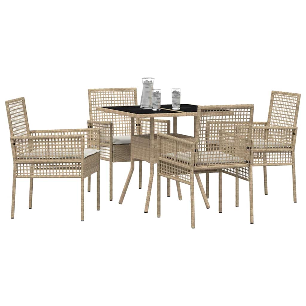 Garden Dining Set 5 pcs Beige Poly rattan