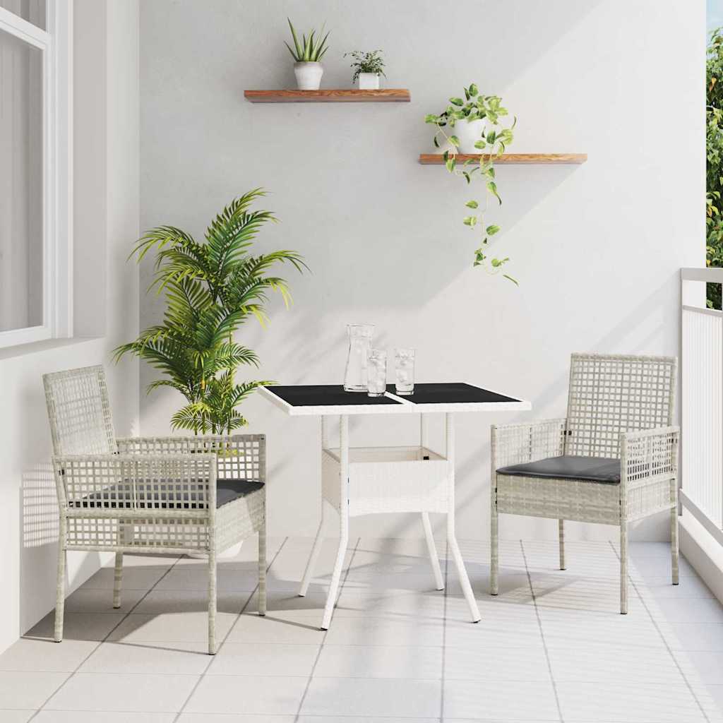 Garden Dining Set 3 pcs Grey Poly rattan