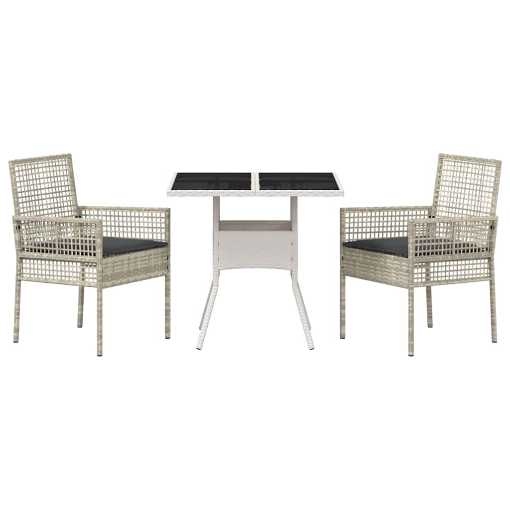 Garden Dining Set 3 pcs Grey Poly rattan