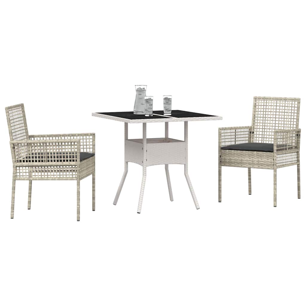 Garden Dining Set 3 pcs Grey Poly rattan