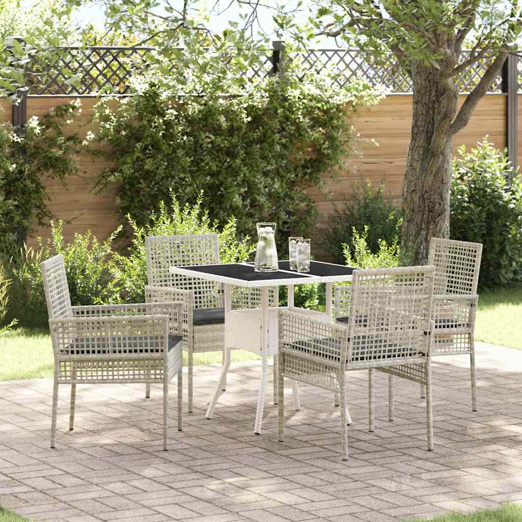 Garden Dining Set 5 pcs Grey Poly rattan