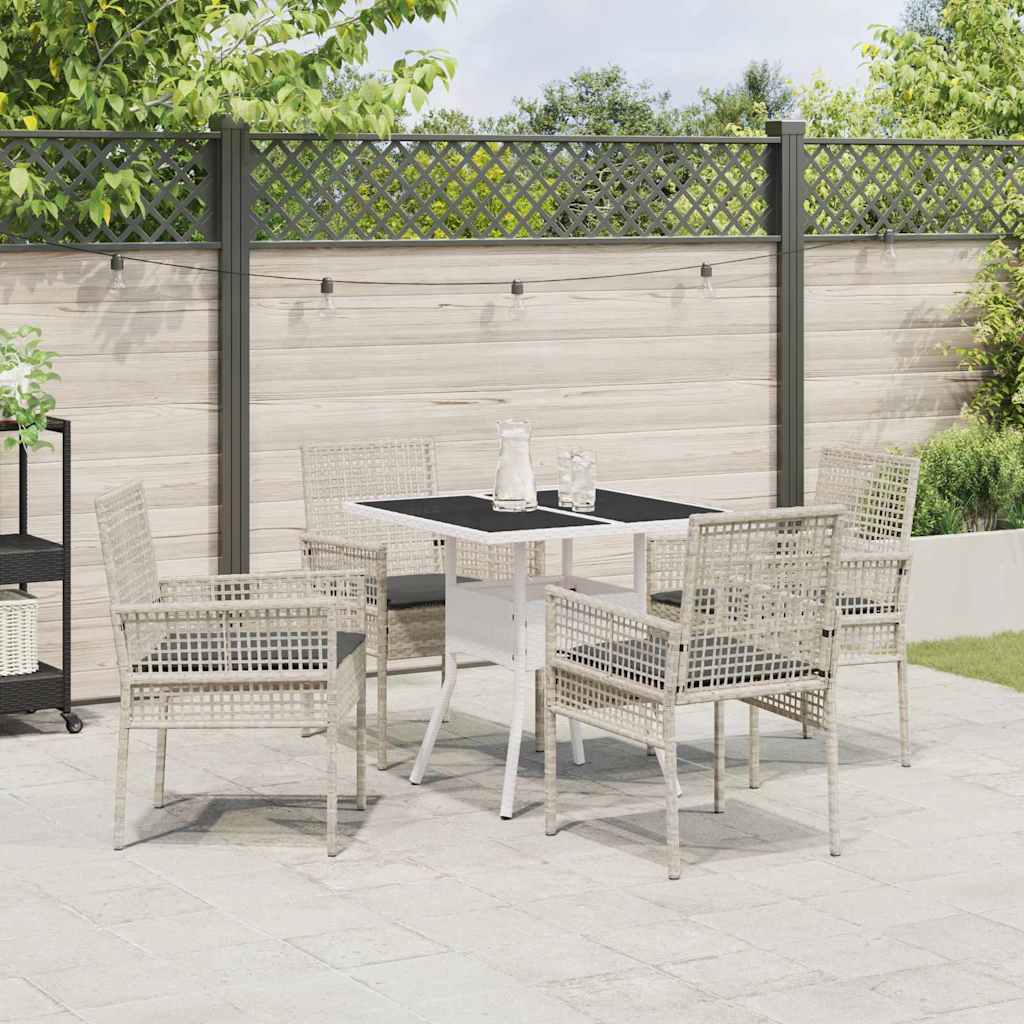 Garden Dining Set 5 pcs Grey Poly rattan