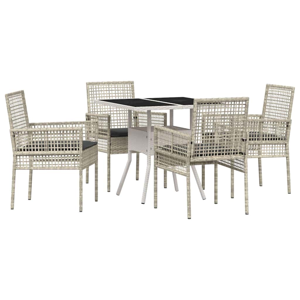 Garden Dining Set 5 pcs Grey Poly rattan