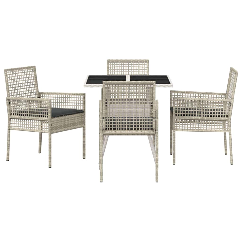 Garden Dining Set 5 pcs Grey Poly rattan