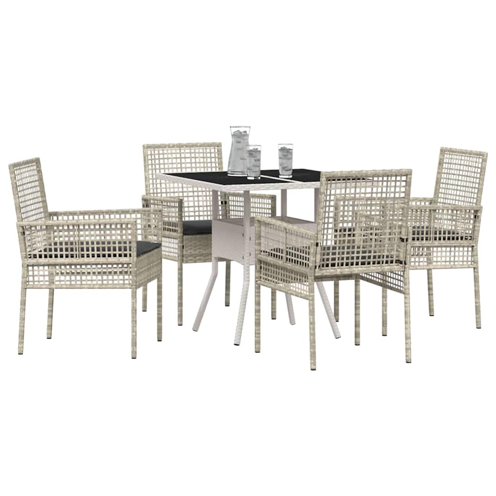 Garden Dining Set 5 pcs Grey Poly rattan