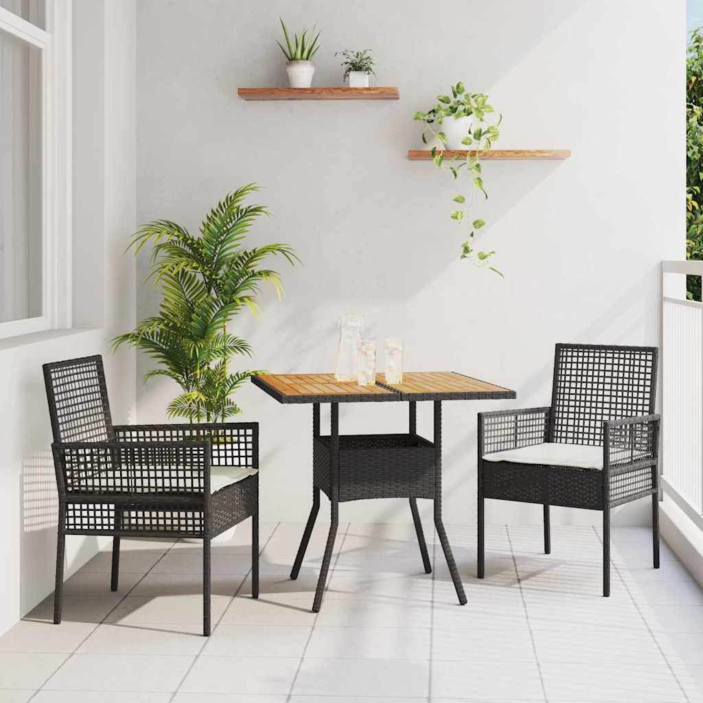 Garden Dining Set 3 pcs Black Poly rattan