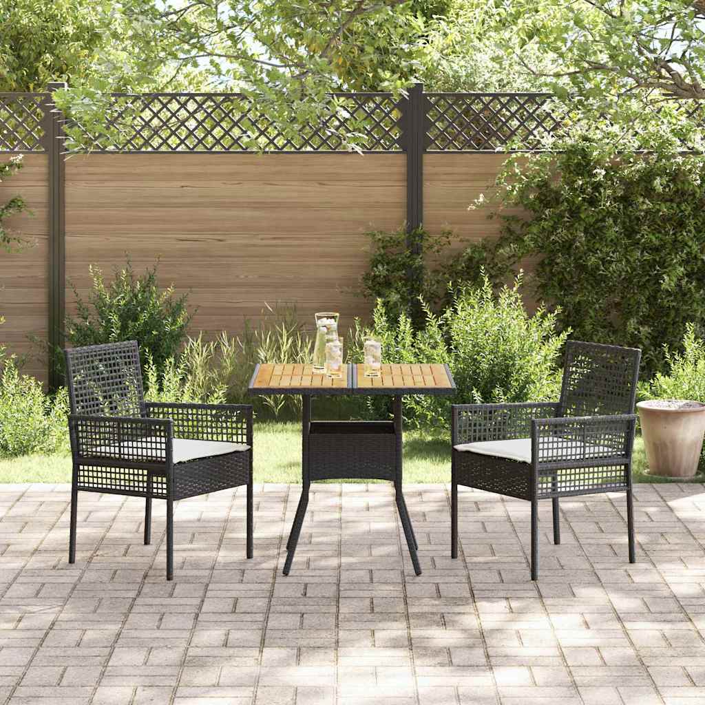 Garden Dining Set 3 pcs Black Poly rattan