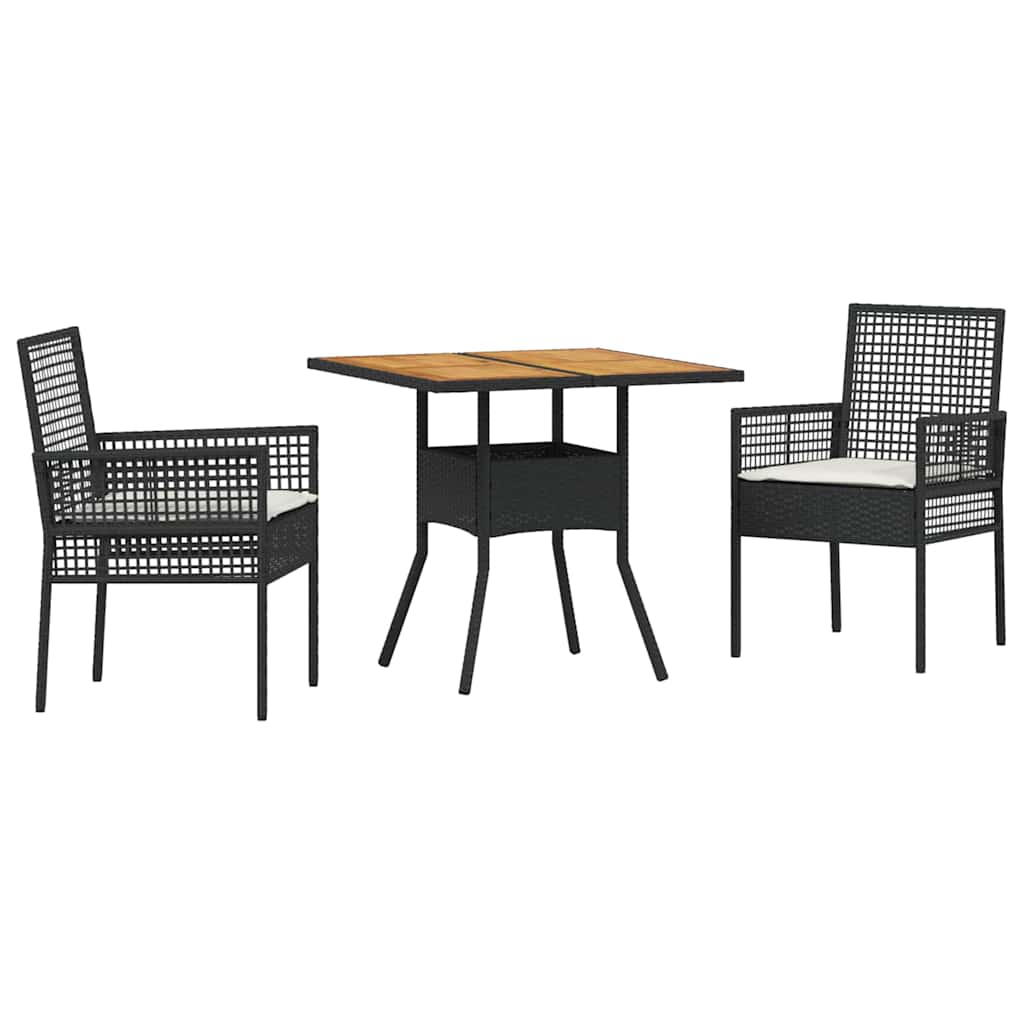 Garden Dining Set 3 pcs Black Poly rattan