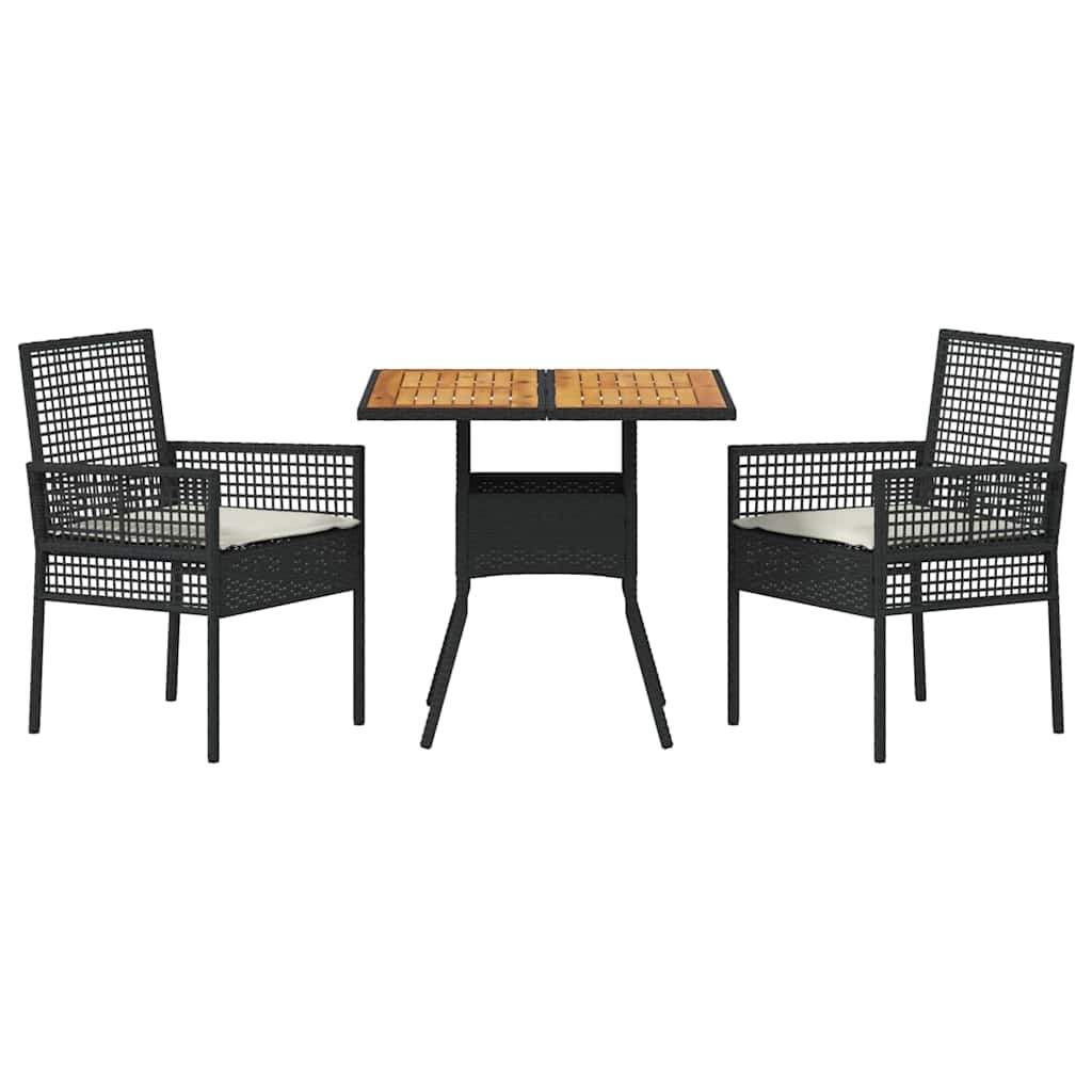 Garden Dining Set 3 pcs Black Poly rattan