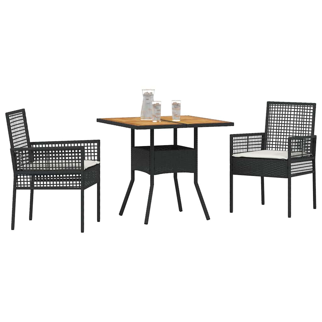 Garden Dining Set 3 pcs Black Poly rattan