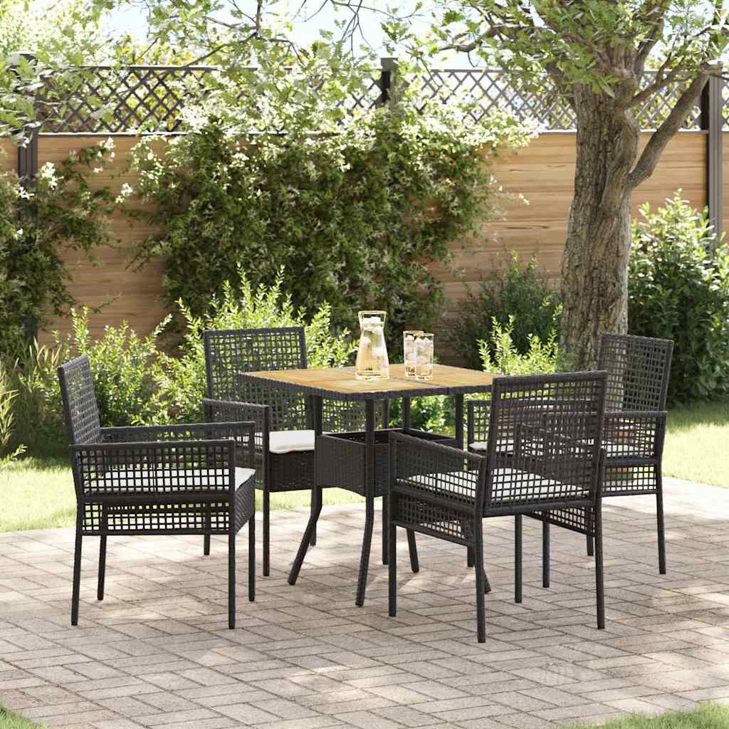 Garden Dining Set 5 pcs Black Poly rattan