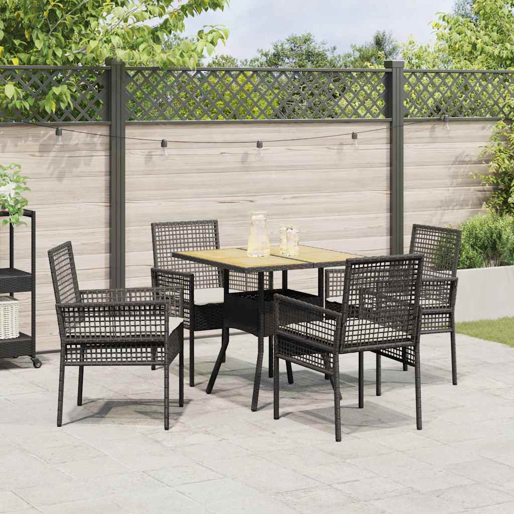 Garden Dining Set 5 pcs Black Poly rattan