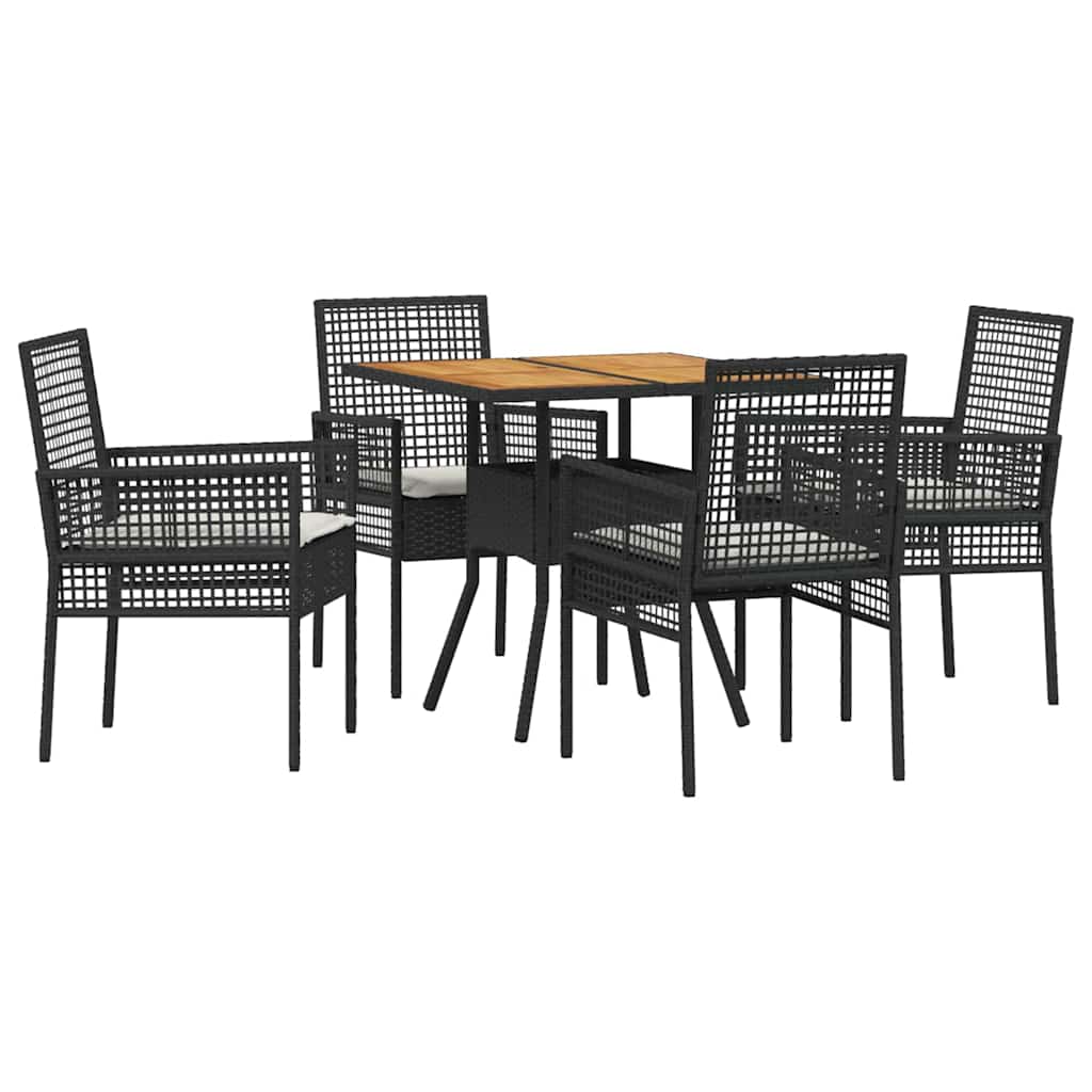 Garden Dining Set 5 pcs Black Poly rattan