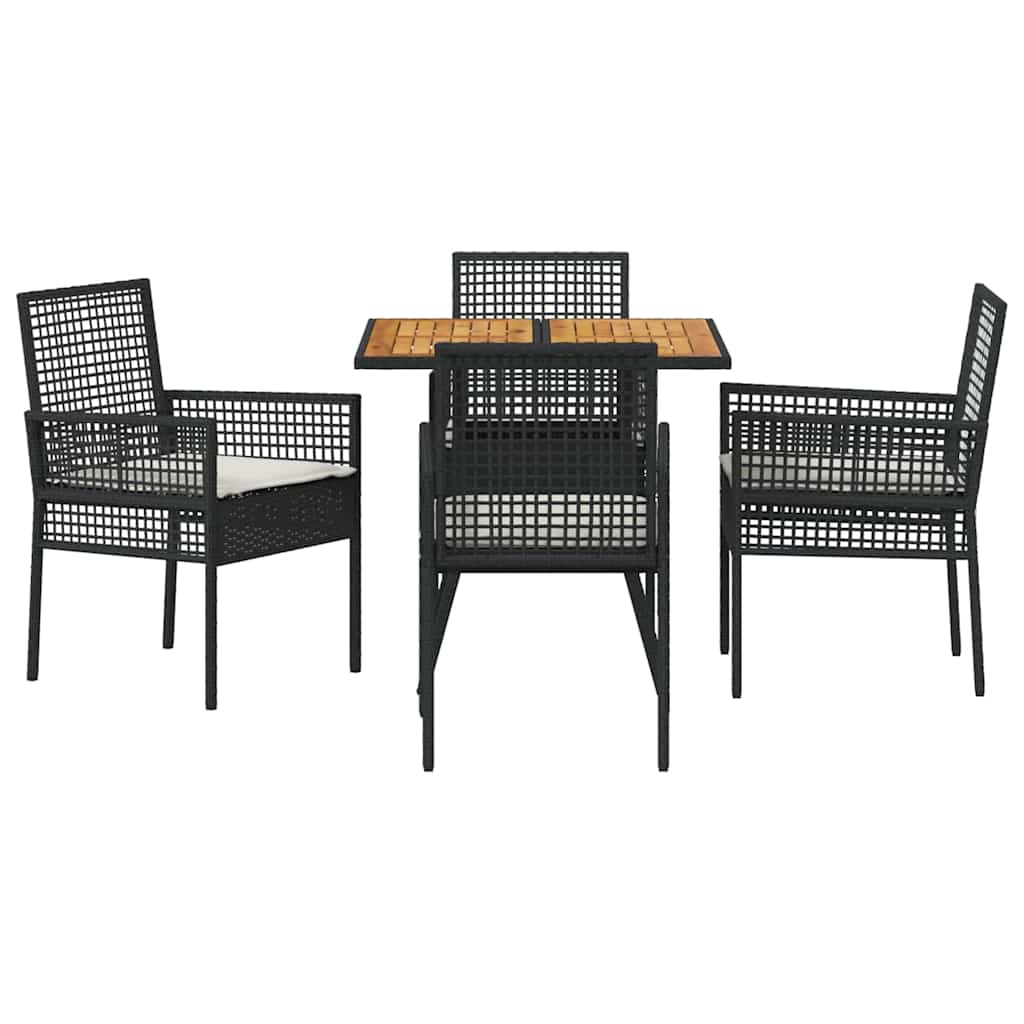 Garden Dining Set 5 pcs Black Poly rattan