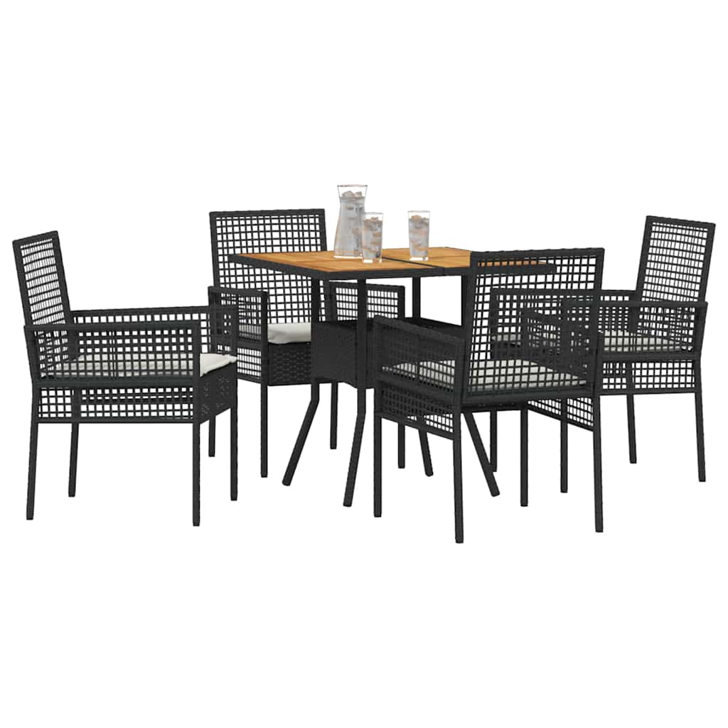 Garden Dining Set 5 pcs Black Poly rattan