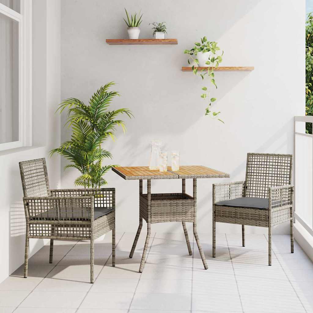 Garden Dining Set 3 pcs Grey Poly rattan
