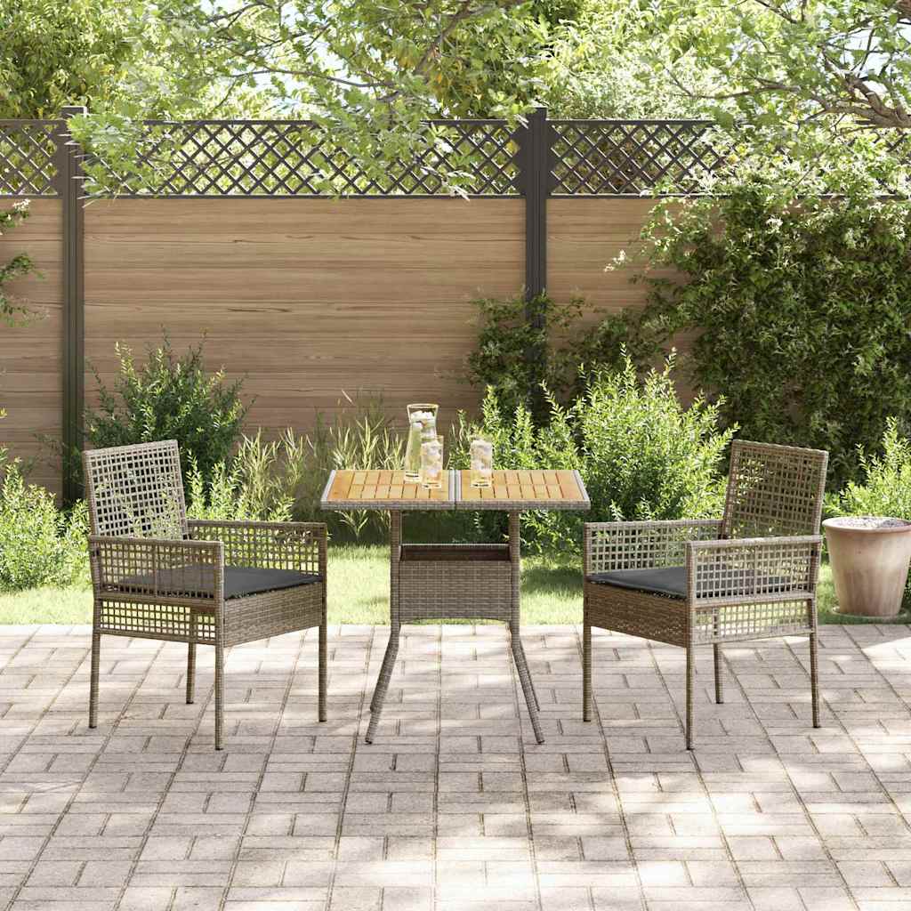 Garden Dining Set 3 pcs Grey Poly rattan