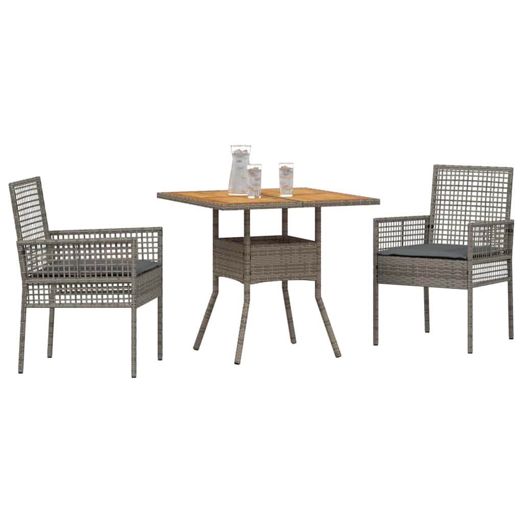 Garden Dining Set 3 pcs Grey Poly rattan