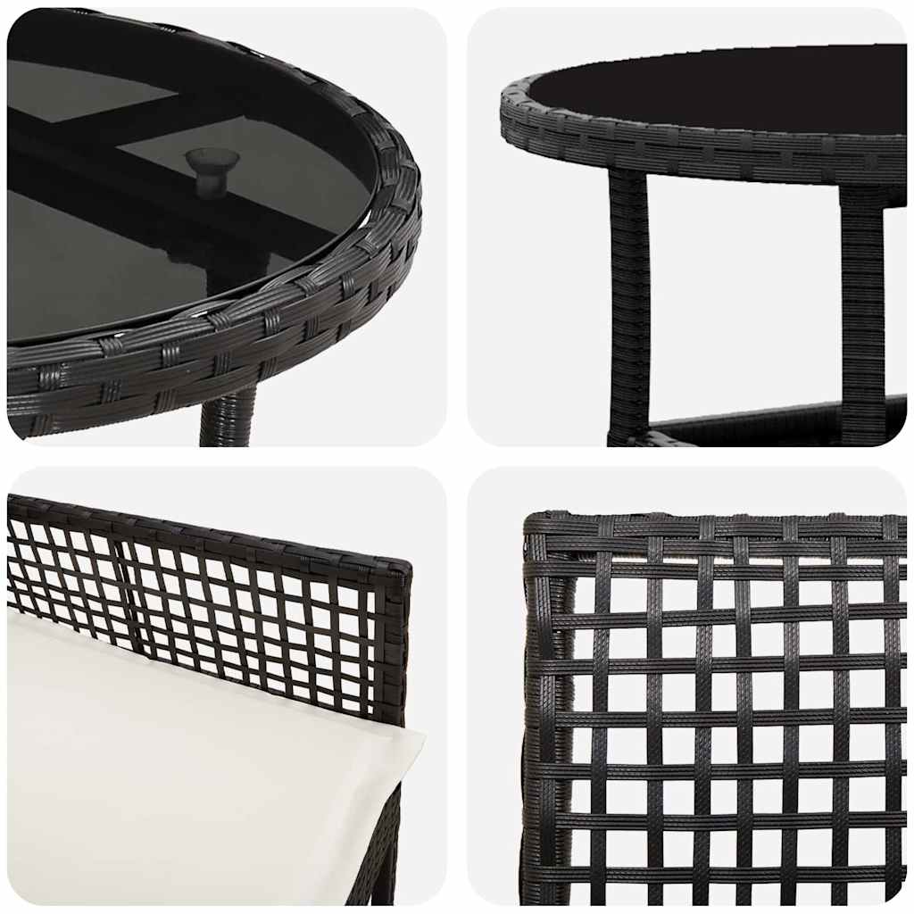 Garden Dining Set 5 pcs Black Poly rattan