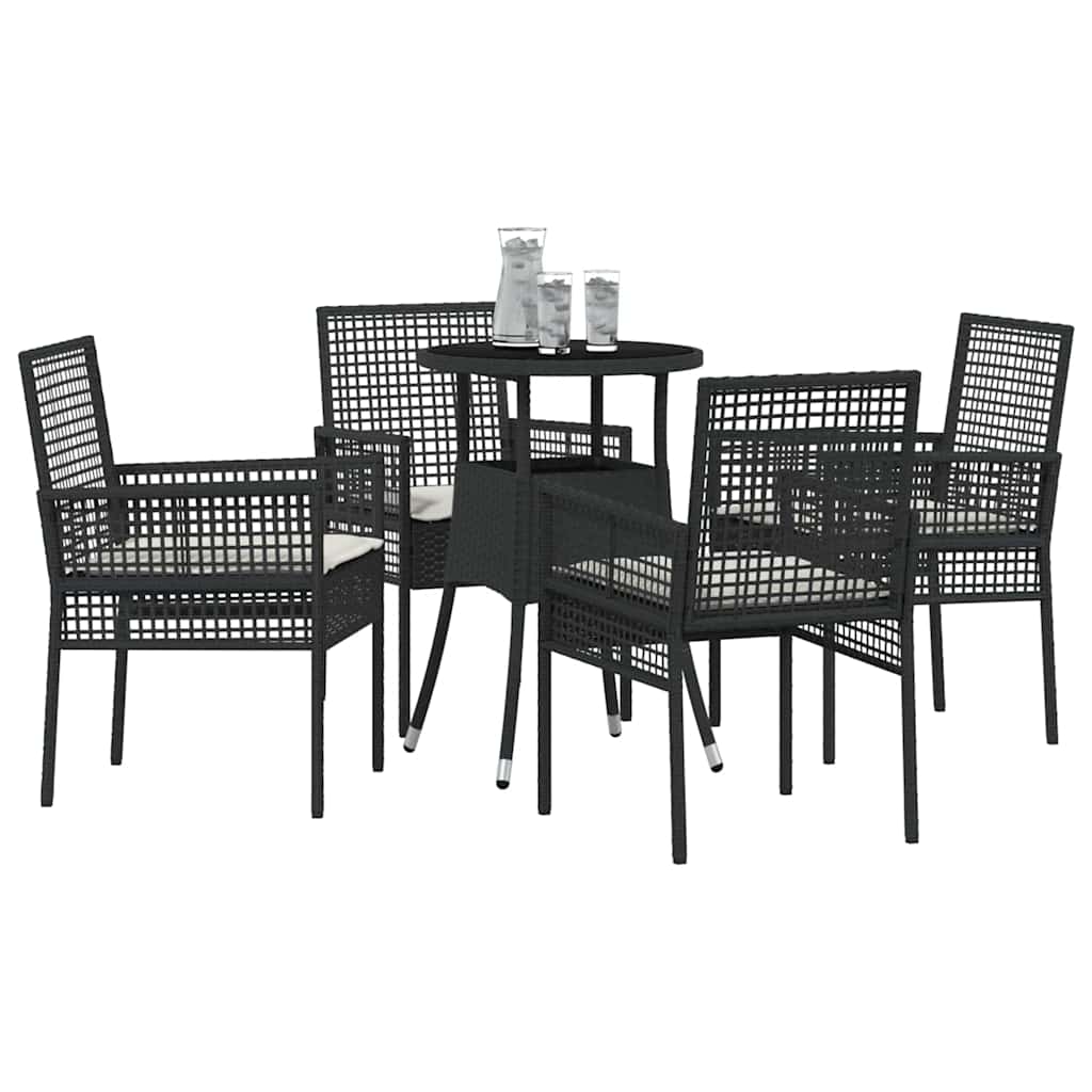Garden Dining Set 5 pcs Black Poly rattan